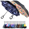 Parquet Purple and Blue Flower Double Layer Inverted Umbrellas -