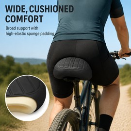 Wide Bike Seat for Comfortable Riding – Breathable Spring Saddle with Sponge Cushion for Mountain & Outdoor Bikes