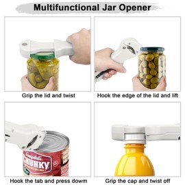 UYWLYCL Jar Opener Bottle Opener and Lid Opener for Seniors with Arthritis, Weak Hands, Multi 7 in 1 Retractable Magnetic Can Opener, Original Kitchen Wine Opener Gadgets (White)