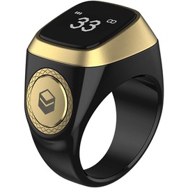 Tasbih Zikr Smart Ring Muslim Digital Alarm Clock Azan Counter 20 mm (Black)