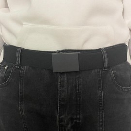 MIETONG Men's Canvas Belt,Belts Casual with Automatic Buckle, No Holes Invisible Belt for Men Golf Belt Fits Anywhere Black