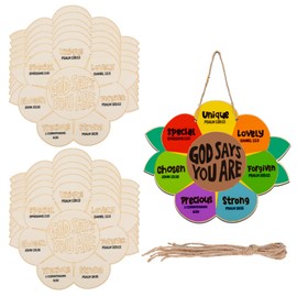 12pcs Sunday School Crafts for Kids, God Says You are Sunflower Craft Kit Wooden Painting DIY Activities Christian Bible Handmade Sunflowers Cardboard for Religious Sunday School Church Home