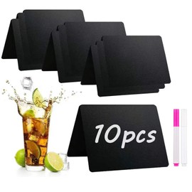 Donql Pack of 10 Mini Chalkboard Can Stand, Small Boards for Labelling Set with 2 Pens, Buffet Signs, Signs for Labelling Price Tags, Place Cards, Wedding, Party, Bakery, Cafe
