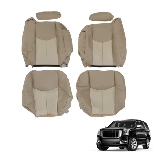 TJHSM Seat Cover Tan Driver Passenger Bottom Top Without headrest