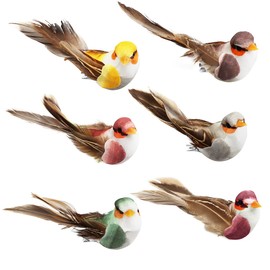 12pcs Artificial Birds Faux Birds Fake Birds Realistic Feather Birds for Wreath Crafts Flower Arrangements Wedding Decor Garden Decoration Christmas Tree Ornaments
