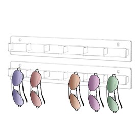 Chivalral Sunglasses Organizer Holder 2 Pack,Eyeglasses Holder Eyewear Display Wall Rack,Organizer Your Multiple Glasses for Office & Home Decor(Clear, 6 Slots)