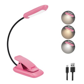 BIGMONAT Rechargeable Book Light for Reading in Bed,Reading Lamp with Brightness Adjustable and 360°Rotary, Eye Care Samll Desk Lamp, Night Lights for Kids, Readers (Pink,1Pack)