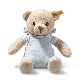 Steiff Cuddly toy Niko teddy bear, cute stuffed toy, boys, girls and babies from 0 months, plush toy 26 cm, light blue, 242625
