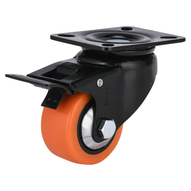 Heavy Duty Industrial Brake Caster,Load Capacity 3000lbs, No Noise Polyurethane