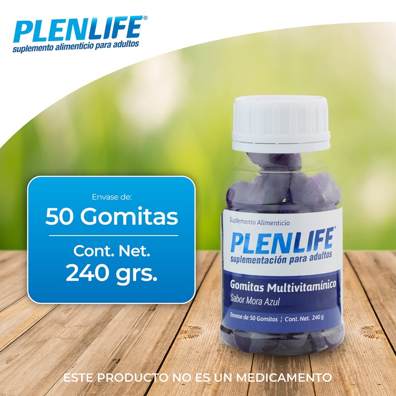 PLENLIFE - Multivitamínico en Gomitas - Suplemento sin Azúcar Sabor