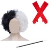 3Pcs Women's Black and White Cosplay Party Dress Hair Curly