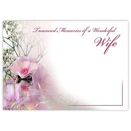 celloexpress Treasured Memories Wife (Phlox Reflection) Flower Message Cards - 90mm x 125mm - Bereavement Florist Card Sympathy Condolences Notes (Pack of 12)