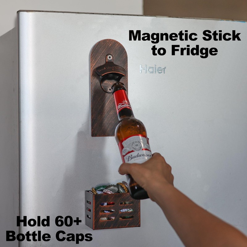 Jumiok - Abrebotellas magnético rústico para montaje en pared, divertido