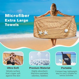 XSMEI Sunset Coconut Trees Beach Towel Oversized 36" x 72", Lightweight Sand Free Quick Dry Microfiber Towel for Swimming Pool Cruise Camping Travel