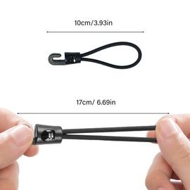 Hurifeng Bungee Cord with Hooks Pack of 20 - 4 mm Nylon Rubber Cord with Plastic Hooks for Camping, Tarpaulins, Tents and More (10 cm)