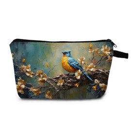 MoCaliduccious A Gift For Bird Lovers Robin Bird Print Women Makeup Bag Travel Cosmetic Bag Organizer Small Zipper Toiletry Bag