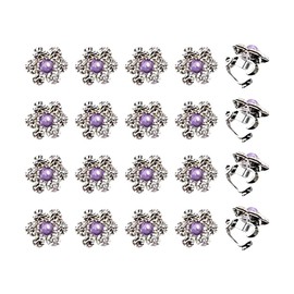 20 Pcs Mini Rhinestone Flower Hair Clips Small Pearl Hair Pins Small Decorative Hair Clips Wedding Hair Barrettes Bling Flower Bridal Hair Accessories for Girls Women Purple