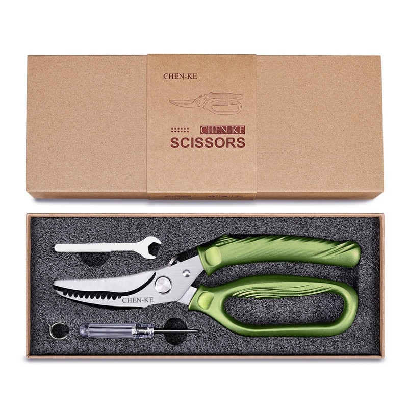 CHEN-KE Rust Resistant Heavy Duty Multipurpose Kitchen Shears-Green