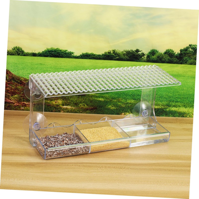 CORHAD Clear Window Bird Feeder with Suction Grip Outdoor Feeding