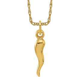 Ice Carats Designer Jewelry USA 14K Solid Yellow Gold Cornicello Italian Horn Necklace - Pendant Only