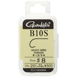 Gamakatsu F314 12882 Fly Hooks, B10S, No. 8, 20 Pieces, NS Black