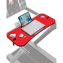 Qsxou Treadmill Desk Attachment, Tread Tray Accessories Laptop Stand with Tablet Holder and Edge Protector Compatible with Peleton,Treadmill Workstation for Home/Office Red