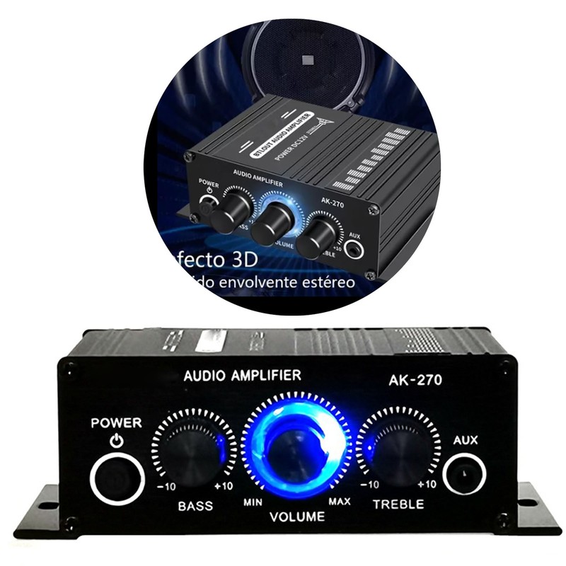 Mini Amplifier 2 Channel Clean Sound Powerful Portable Small Stereo