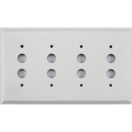 Classic Accents Painted Stamped Steel Switch Plates - (4 Gang Push Button Light Switch, White)