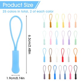JIYIN 50 Pcs Zipper Pulls, 25 Colors Zipper Pull Replacement Zipper Pull Tab Nylon Cord Zipper Tags Extension Pulls for Clothes Backpacks Luggage Jackets Purses Handbags