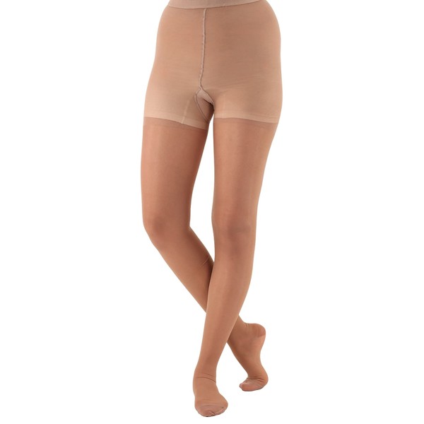 Absolute Support - Made in USA - Sheer Compression Firm Pantyhose 20-30mmHg for Women Circulation - Sheer Compression Support Stockings Hose for Ladies - High Waist Tights - Beige, Medium