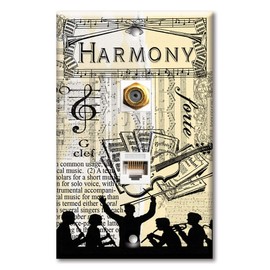 Art Plates - Decorative Printed 2 Port Data Wall Plate, RJ11 Telephone Jack Connector with RJ45 (Cat5, Cat6, Cat7) Ethernet Connector, Gold-Plated - Harmony