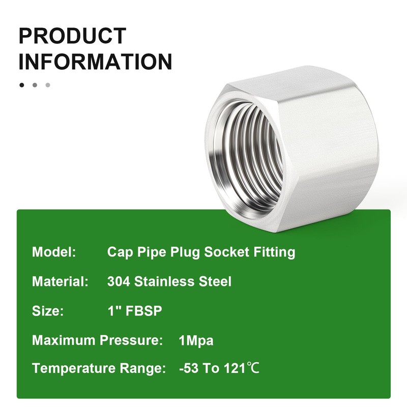 TAISHER 5PCS 304 Stainless Steel Cap Pipe Plug Socket Fitting