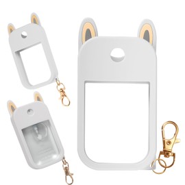 Cute Ear Silicone Case Compatible with Touchland Hand Sanitizer Spray (Fit for 1 FL.OZ), Protective Case with Keychain, Hand Sanitizer Holder(White)