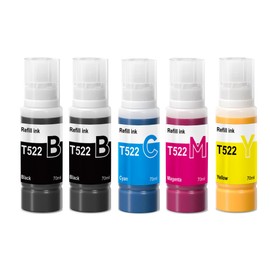 522 Ink Refill Bottles Replacement for 522 Ink Refill for EcoTank ET-2800, ET-2720, ET-2803, ET-2840, ET-4700, ET-4800, ET-4810 Printer Not Sublimation Ink (2Black, 1Cyan, 1Magenta, 1Yellow)