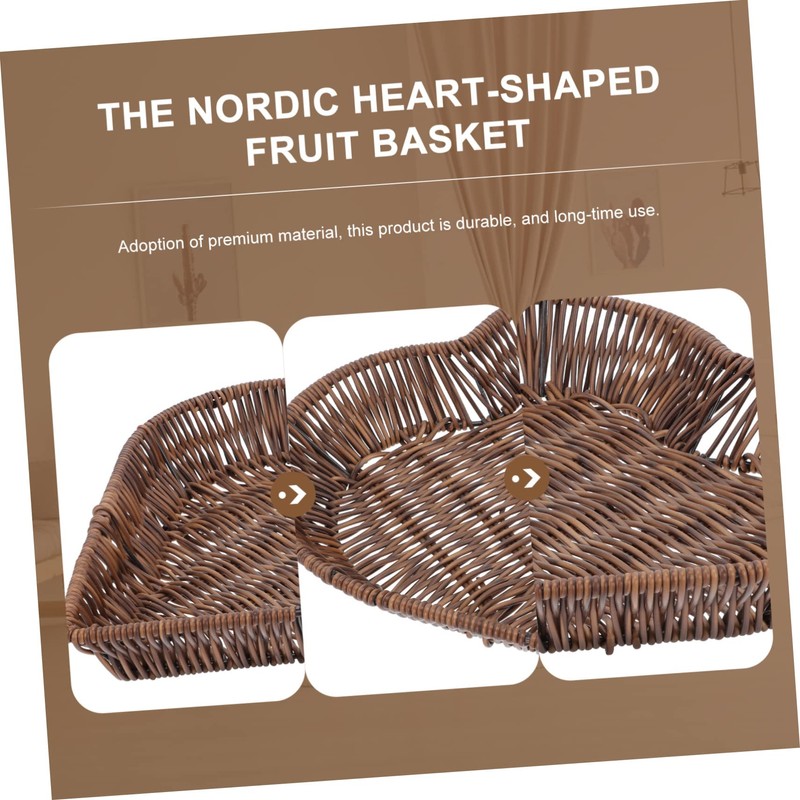 Mikinona 1Pc Natural Woven Rattan Fruit Basket Creative Tabletop Snack