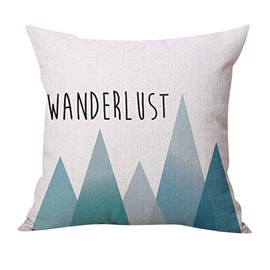 SoulSisters Living Decorative cushion cover with lettering Wanderlust in turquoise, dimensions: 45 x 45 cm, cotton linen cushion cover, cushion cover