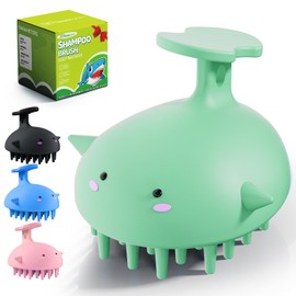 Scalp Massager Hair Growth Shampoo Brush, Silicone Scalp Scrubber Shower Scalp Brush for Hair, Head Massager Scalp Exfoliator for Dandruff Removal, Wet Dry Scalp Massage Tool for Hair Care, Green