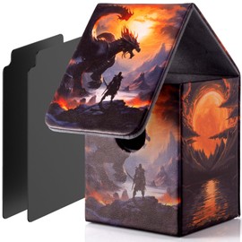 ULTRGEE Deck Box for MTG Cards - 2 Dividers, Card Storage Box Holds 100+ Single Sleeved Cards, Deck Boxes Compatible with TCG/OCG/YGO/PTCG (Dusk Dragonfire)