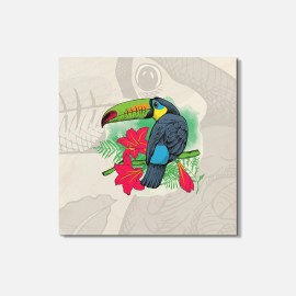 Unbranded Watercolor Toucan Bird Animal 4'' X 4'' Square Wooden Coaster