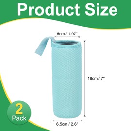 YELARXI Neoprene Water Bottle Sleeves, Water Bottle Carrier Textured Insulators Beverage Bottle Can Sleeve Cover with Strap, 3 in Fit for Hiking Cycling Camping Travel (2 Pack, Light Blue)