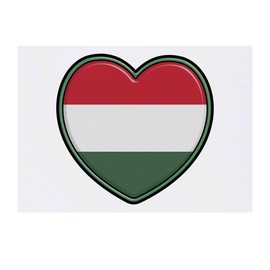 'Hungary Flag Heart' Temporary Tattoo - Water Resistant, Skin-Safe, Non-Toxic Transfer (TO00062733)