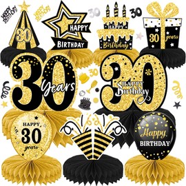 LWAIX 30th Birthday Men Women Pack of 10 Birthday Decoration Table Decoration Honeycomb Centrepiece for Honeycomb Table Decoration Party Accessories Table Decorations Paper (30)