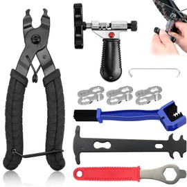 Chain Riveter Bicycle, 5 Pieces Bicycle Chain Tool Universal Chain Pliers with 3 Pairs 6-10 Speed Bicycle Chain Rivets for Bicycle Chains Chain Lock Pliers