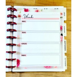 Handmade Blank Weekly Planning Dashboard Insert 4 use with HAPPY Planner-