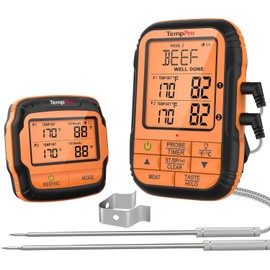 Termómetro de carne ThermoPro TP28 inalámbrico con sonda doble para barbacoa, termómetro para parrilla exterior, termómetro de carne para ahumador, parrilla, parrilla digital, termómetro de alimentos