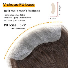 Lordhair Hairline Toupee for Men, Frontal Hairpiece, Forehead Toupee V-Shape Natural 100% Human Hair with PU Thin Skin Covering Male Receding