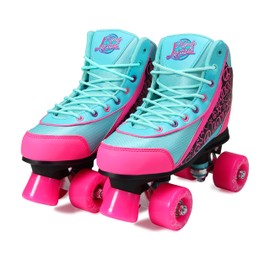 Kandy-Luscious Kids Roller Skates for Girls and Boys - Durable, Comfortable Children's Outdoor Roller Skates with Ankle Support & Fun Colorful Designs | Summer Days Teal and Pink | Size 13 Junior