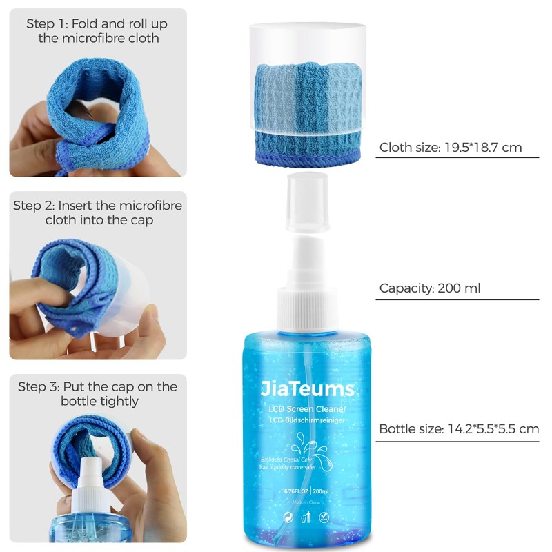 TV Screen Cleaner, Non-Drip Touchscreen Spray with Wiper for CD