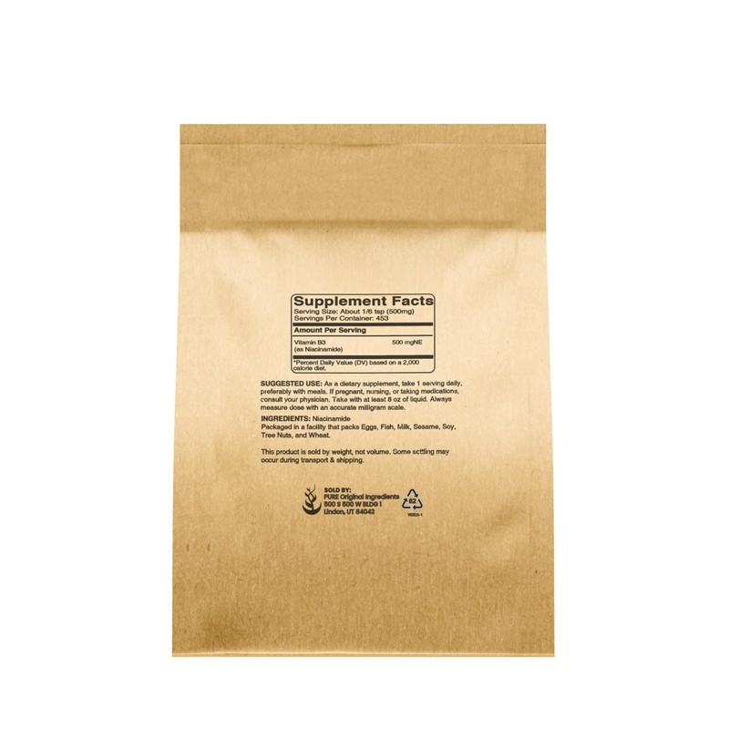 PURE ORIGINAL INGREDIENTS Niacinamide (8oz) Flush-Free Vitamin B3 Powder, Dietary