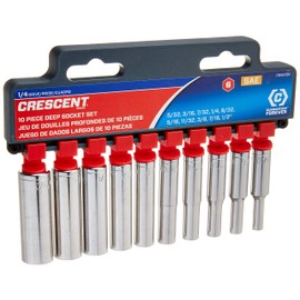 Crescent 10 Piece1/4 Drive 6 Point Deep SAE Socket Set - CSAS10N